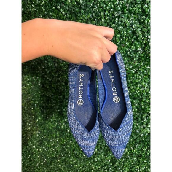 Rothy’s The Point Ballet Flat Indigo Heather Womens Sz 7 - Picture 2 of 5